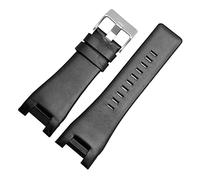 JASMKLX Banda for la banda for la pulsera de cuero de 32 mm for una banda de relojes de pulsera de correa diesel for la banda for la correa DZ1216 DZ1273 DZ4246 DZ4247DZ287 Correa de reloj(B-black-sil