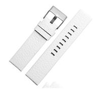 JASMKLX Bandas de cuero DZ1657 DZ1405 DZ120 Mira las bandas de reloj de pulsera for hombres de Strap 2 6 mm 28 mm 30 mm 22 mm 24 mm Apto for diesel(White-silver buckle,30mm)