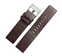 JASMKLX Bandas de cuero DZ1657 DZ1405 DZ120 Mira las bandas de reloj de pulsera for hombres de Strap 2 6 mm 28 mm 30 mm 22 mm 24 mm Apto for diesel(Brown-silver buckle,24mm)
