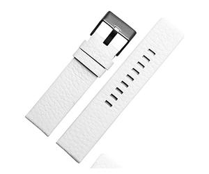 JASMKLX Bandas de cuero DZ1657 DZ1405 DZ120 Mira las bandas de reloj de pulsera for hombres de Strap 2 6 mm 28 mm 30 mm 22 mm 24 mm Apto for diesel(White-black buckle,22mm)