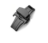 JASMKLX Bandeja de despliegue de mariposa Automático doble clic en el botón de correa de acero inoxidable for la banda de reloj 14mm 16 mm 20 mm 22mm herramienta de regalo(Red Black,18mm)