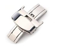 JASMKLX Bandeja de despliegue de mariposa Automático doble clic en el botón de correa de acero inoxidable for la banda de reloj 14mm 16 mm 20 mm 22mm herramienta de regalo(Black Gray,16mm)