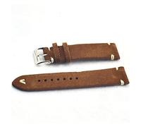 JASMKLX Brown Watch Bands Strap WheamBand Cuero Hombres Mujeres 18mm 20mm 22mm reloj Correa Correa Cinturón Kzsd08(Brown-White Line,18mm)