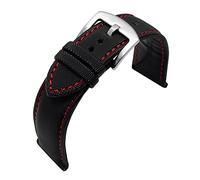 JASMKLX Cabina de la banda de reloj de lienzo de nylon for Omeg-A Sele Sea Fit for Master AT150 20 mm de 22 mm de 24 mm Pulsera de reemplazo de reloj for cincuenta brazas(Black-redline7,20mm)