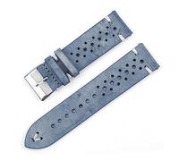 JASMKLX Cera de petróleo Cuero WatchStrap 18mm 20mm 22 mm 24mm reloj de relojes poroso transpirable poroso costuras blancas for ver accesorios de pulsera(Grayblue-whitewire,18mm)