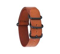 JASMKLX Correa de banda de cuero Hombres for mujeres Silver Black Ann Buckle Bracelet Accesorios de banda 14 mm 16 18 mm 20 mm 22 mm 24 mm Fit for OTAN Adecuado ZULÚ(Lightbrown 02,24mm)