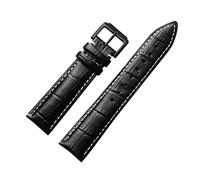 JASMKLX Correa de correa correa de cuero correa 16 18 19 20 21 22 mm Correa + caja de regalo(BLACK WHITE,19mm)