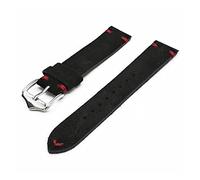 JASMKLX Correa de cuero de ante 20 mm 22 mm de liberación de relojes de relojes de reemplazo de la muñequera del vintage Accesorios(Black-Red Line,20mm)