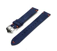 JASMKLX Correa de cuero de ante 20 mm 22 mm de liberación de relojes de relojes de reemplazo de la muñequera del vintage Accesorios(Blue-Orange Line,20mm)