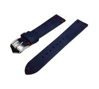 JASMKLX Correa de cuero de ante 20 mm 22 mm de liberación de relojes de relojes de reemplazo de la muñequera del vintage Accesorios(Blue-Red Line,20mm)