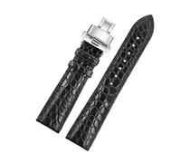 JASMKLX Correa de cuero Reloj de reloj Ajuste for 12/14 / 16/17/19/19/20/21/22 / 23mm Relojes Cinturón de muñeca Hebilla de mariposa(Schwarz,14mm)