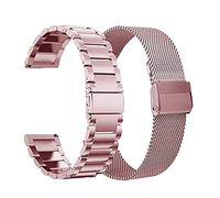 JASMKLX Correa de pulsera de metal Gts2 Correa BIPS WATCHAND PACE STRATOS 2 GTS GTR 42 MM Ajuste de correa for Xiaomi Fit for Amazfit Fit for Bip Fit for Huami(Pink 2pcs,22mm)