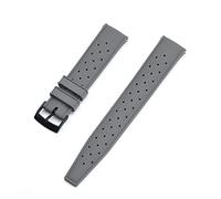 JASMKLX Correa de reloj de goma fluorada de 22MM, repuesto de 20 MM compatible for correa de reloj Seiko SRP777J1, pulsera impermeable de buceo for hombres(Gray Black)