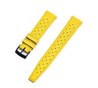 JASMKLX Correa de reloj de goma fluorada de 22MM, repuesto de 20 MM compatible for correa de reloj Seiko SRP777J1, pulsera impermeable de buceo for hombres(Yellow Black)