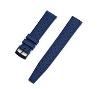 JASMKLX Correa de reloj de goma fluorada de 22MM, repuesto de 20 MM compatible for correa de reloj Seiko SRP777J1, pulsera impermeable de buceo for hombres(Blue Black)