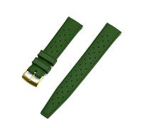 JASMKLX Correa de reloj de goma fluorada de 22MM, repuesto de 20 MM compatible for correa de reloj Seiko SRP777J1, pulsera impermeable de buceo for hombres(Green Gold)