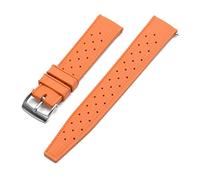 JASMKLX Correa de reloj de goma fluorada de 22MM, repuesto de 20 MM compatible for correa de reloj Seiko SRP777J1, pulsera impermeable de buceo for hombres(Rubber Orange)