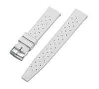 JASMKLX Correa de reloj de goma fluorada de 22MM, repuesto de 20 MM compatible for correa de reloj Seiko SRP777J1, pulsera impermeable de buceo for hombres(Rubber White)