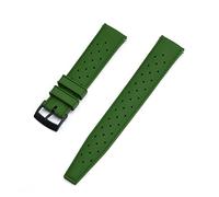 JASMKLX Correa de reloj de goma fluorada de 22MM, repuesto de 20 MM compatible for correa de reloj Seiko SRP777J1, pulsera impermeable de buceo for hombres(Green Black)