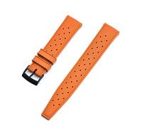 JASMKLX Correa de reloj de goma fluorada de 22MM, repuesto de 20 MM compatible for correa de reloj Seiko SRP777J1, pulsera impermeable de buceo for hombres(Orange Black)