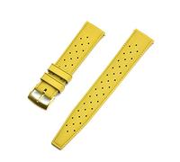 JASMKLX Correa de reloj de goma fluorada de 22MM, repuesto de 20 MM compatible for correa de reloj Seiko SRP777J1, pulsera impermeable de buceo for hombres(Yellow Gold)