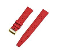JASMKLX Correa de reloj de goma fluorada de 22MM, repuesto de 20 MM compatible for correa de reloj Seiko SRP777J1, pulsera impermeable de buceo for hombres(Red Gold)
