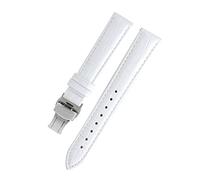 JASMKLX Lady Watch Bands Fit for PÁGINAS Reloj en forma for la correa de reloj de cuero omega Fit for Tissot Brand Wamkband Pulsera Mujer 12/14 / 16/18/20 / 22mm(White silver,15mm)