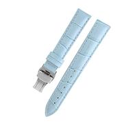 JASMKLX Lady Watch Bands Fit for PÁGINAS Reloj en forma for la correa de reloj de cuero omega Fit for Tissot Brand Wamkband Pulsera Mujer 12/14 / 16/18/20 / 22mm(Bright blue silver,15mm)