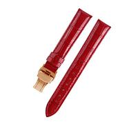 JASMKLX Lady Watch Bands Fit for PÁGINAS Reloj en forma for la correa de reloj de cuero omega Fit for Tissot Brand Wamkband Pulsera Mujer 12/14 / 16/18/20 / 22mm(Brightred rosegold,19mm)