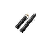 JASMKLX Mira las bandas de reloj de cuero de 22 mm 16mm 18 mm 20 mm 24mm negro marrón mujeres hombres reloj de la correa de la banda for la hebilla(Gold-black White,16mm)