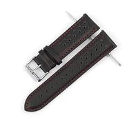 JASMKLX Mujeres Hombres Reloj Strap Huele Out Diseño Tirador Correas de la banda de muñeca 18mm 20mm 22mm 24mm reloj de reloj de cuero negro Kzh01(Red Line,20mm)