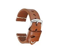 JASMKLX Onthelevel correa de cuero hecha a mano 22 mm marrón avión de hebilla correa de cuero de cuero cosido a mano línea