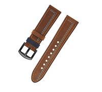 JASMKLX Reloj de cuero completo for hombres y ver correa de cuero 20mm 22 mm verde marrón negro cuero negro correa de cuero vintage(Brown,22mm)