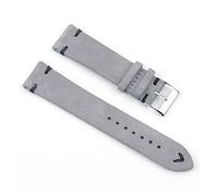 JASMKLX Reloj de cuero retro 18 mm 20 mm 22 mm 24 mm Brown WatchStrap de acero inoxidable Hebilla de plata for hombres Mujeres Reloj Reemplazo(Gray-black wire,22mm)