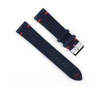 JASMKLX Reloj de cuero retro 18 mm 20 mm 22 mm 24 mm Brown WatchStrap de acero inoxidable Hebilla de plata for hombres Mujeres Reloj Reemplazo(Darkblue-red wire,20mm)