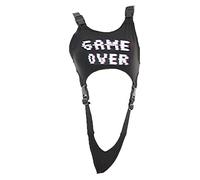 JasmyGirls Cosplay Lencería Anime Bikini Disfraz Gótico Hebilla Espalda Sin Espalda Crop Tops Rave Traje Sexy Game Over Bodysuit Punk Slingshot, Negro , S-M