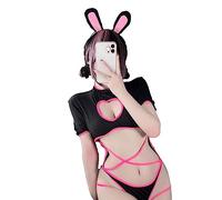 JasmyGirls Disfraz de conejo sexy para cosplay, disfraz de criada de anime, traje gótico, bikini kawaii, mono de una pieza
