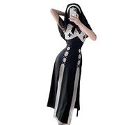 JasmyGirls Disfraz de monja Sexy Cosplay Lencería Halloween Anime Maid Disfraz Goth Devil Juego de rol Travieso Succubus Adultos Fancy Dress Up