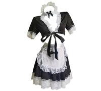 JasmyGirls Disfraz de sirvienta para mujer, disfraz de sirvienta francesa traviesa para Halloween, disfraz de sirvienta francesa de sirvienta mariquita kawaii con delantal de anime