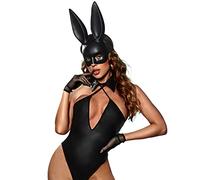 JasmyGirls Disfraz sexy de conejo para mujer, disfraz de sirvienta de una pieza para Halloween, disfraz de animé de conejo