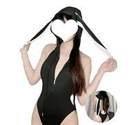 JasmyGirls Lencería de anime, disfraz de conejito sexy para cosplay, traje de sirvienta kawaii, lindo traje de roles, mono con capucha Lolita, Negro -, X-Small - Medium