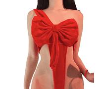 JasmyGirls Lencería sexy con lazo para mujer, color rojo