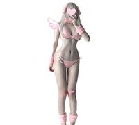 JasmyGirls Lencería sexy de conejo para mujer, trajes de cachonda, disfraces de gato de Halloween, lindo bikini de anime, conjunto de brasier y bragas peludas