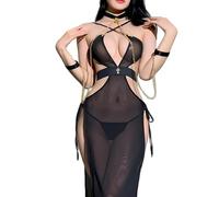 JasmyGirls Lencería sexy para mujer, disfraz de monja, vestido de malla escarpada