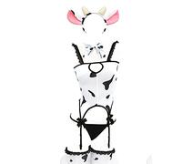JasmyGirls Lencería sexy para mujer, disfraz de vaca de leche peluda, conjunto de bikini de anime kawaii, mini brasier y bragas de leopardo (blanco 3), blanco3, Small - XX-Large