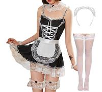 JasmyGirls Maid Dress Plus Size Maid Outfit Naughty Anime Cosplay Lingeries Halloween Costumes for Women Kawaii Role Playing Apron