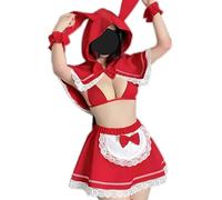 JasmyGirls Sexy Cosplay Outfits für Damen Halloween Rotkäppchen Kostüm Erwachsene Maid Dessous Anime Bunny Rollenspiel Rock