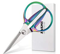 Jasni - Tijeras de cocina con patrón de pez, resistentes, multiusos, revestimiento de titanio, acero inoxidable forjado, para estudiantes, oficina, hogar, tijeras de pesca plegables