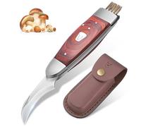 JASON Cuchillo para setas con cepillo Navaja para setas profesional Cuchillo plegable para exteriores con funda de PU para recoger setas Navaja champiñon