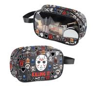 Jason Killing It - Bolsa de maquillaje transparente de piel sintética con asa, diseño de películas de viernes, regalo para amantes de las películas de terror, Jason Killing Pu, No